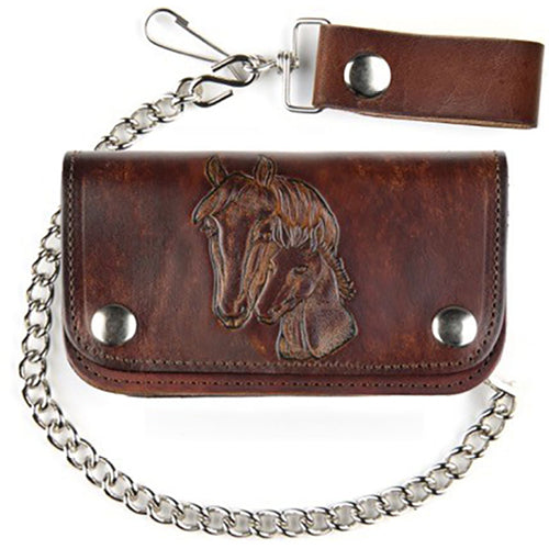 Leather Biker Wallet- Horses