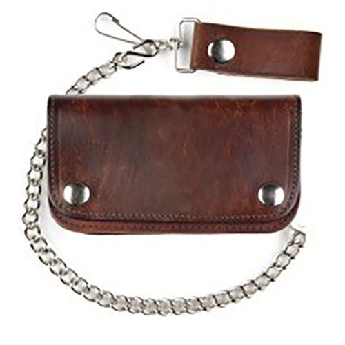 Leather Biker Wallet- Brown