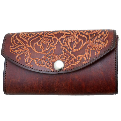Ladies Leather Organizer Wallet- Brown Rose