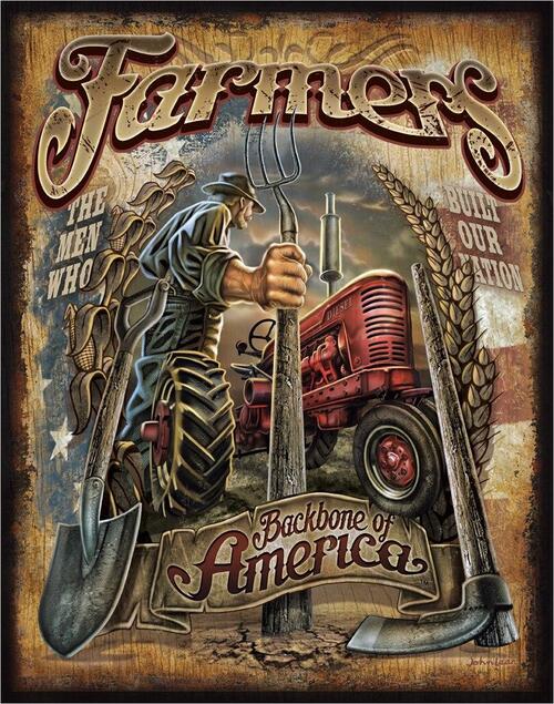 "Farmer's Backbone" Tin Sign