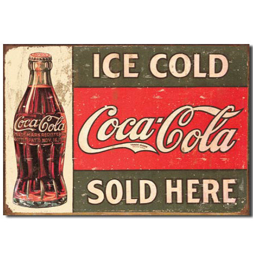 "Ice Cold Coca-Cola" Tin Sign