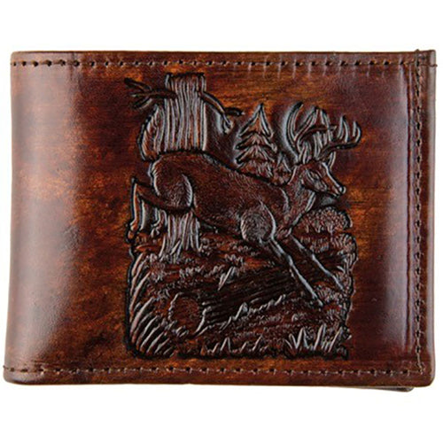 Brown Leather Billfold - Deer