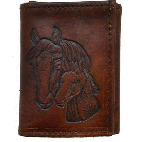 Leather Trifold Wallet- Horse