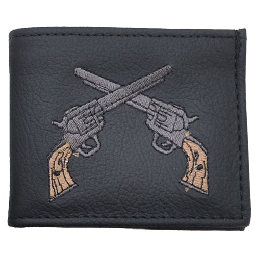 Embroidered Leather Billfold — Pistols