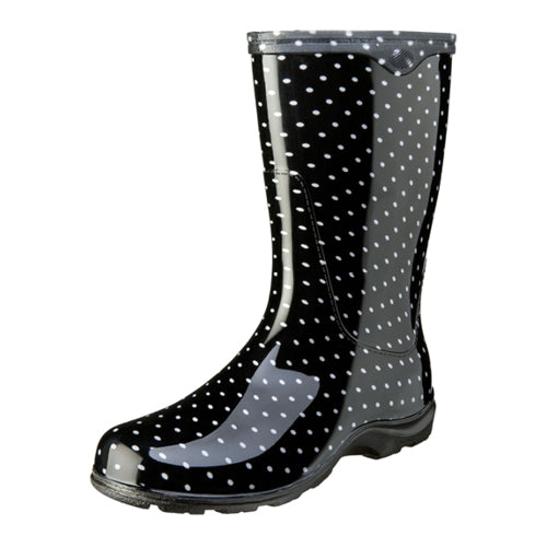 Sloggers Women's Rain & Garden Boots - Black/White Polka Dot