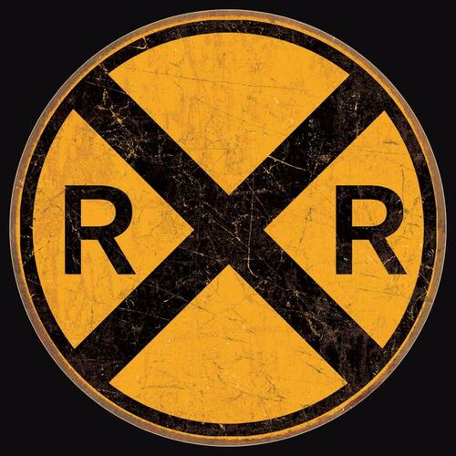 "Railroad Crossing" Tin Sign